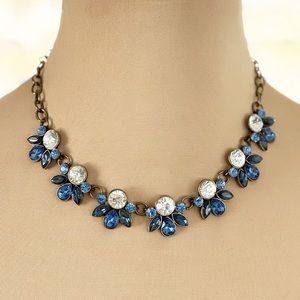 Sapphire Blue Crystal Floral Necklace
